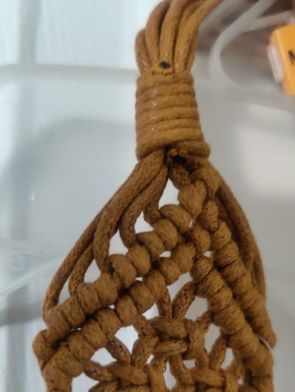 Brown Macramé Tassel Belt • Yellow Bead Accents • Boho Festival Accessory • NWT